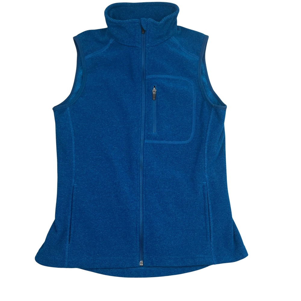 Duluth Trading Co Womens Blue Fleece Full Zip Vest Textured Knit Size Small